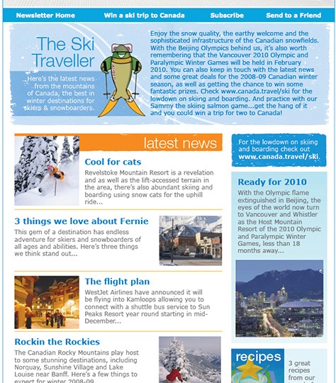 Candian Toursim Commission_Online Ski Newsletter